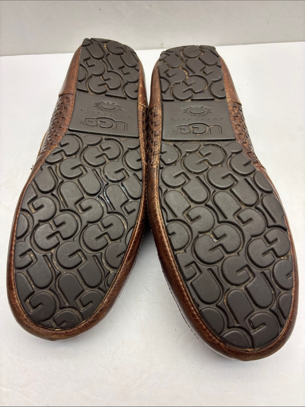 UGG Men's Brown Woven Leather Slip-On Loafers, SZ 13, box 66 - Picture 6 of 8